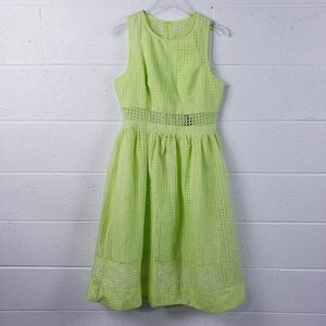 Do‎ + Be Lime Green Sleeveless Eyelet A-Line Dress Knee Length Size Small